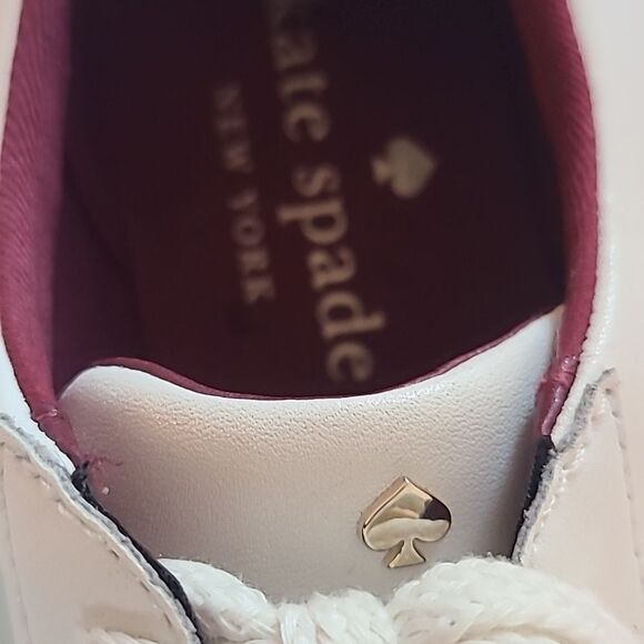 Kate Spade Optic White/Burgundy Fez Sneaker Size 7 EU 37.5 - Picture 13 of 15